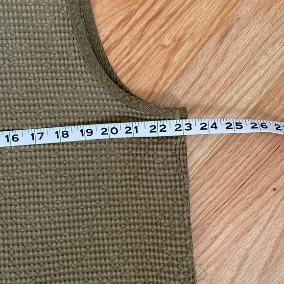 Focus Waffle Weave Thermal Vest Womens L Corduroy Piping Lagenlook khaki - Picture 10 of 11